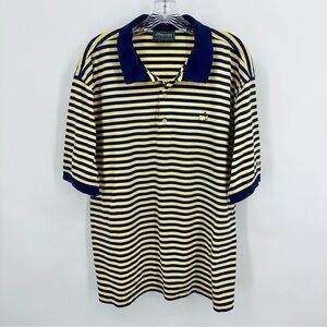 Masters Collection Striped Polo Shirt Navy Blue and Yellow Size XL